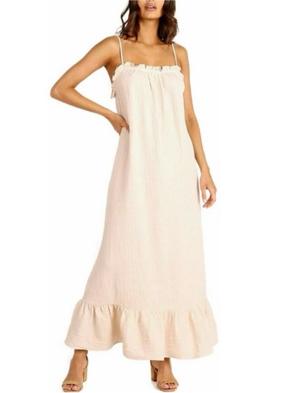 Flynn Skye Cream Gauze Waylynn Maxi Dress. Size XS